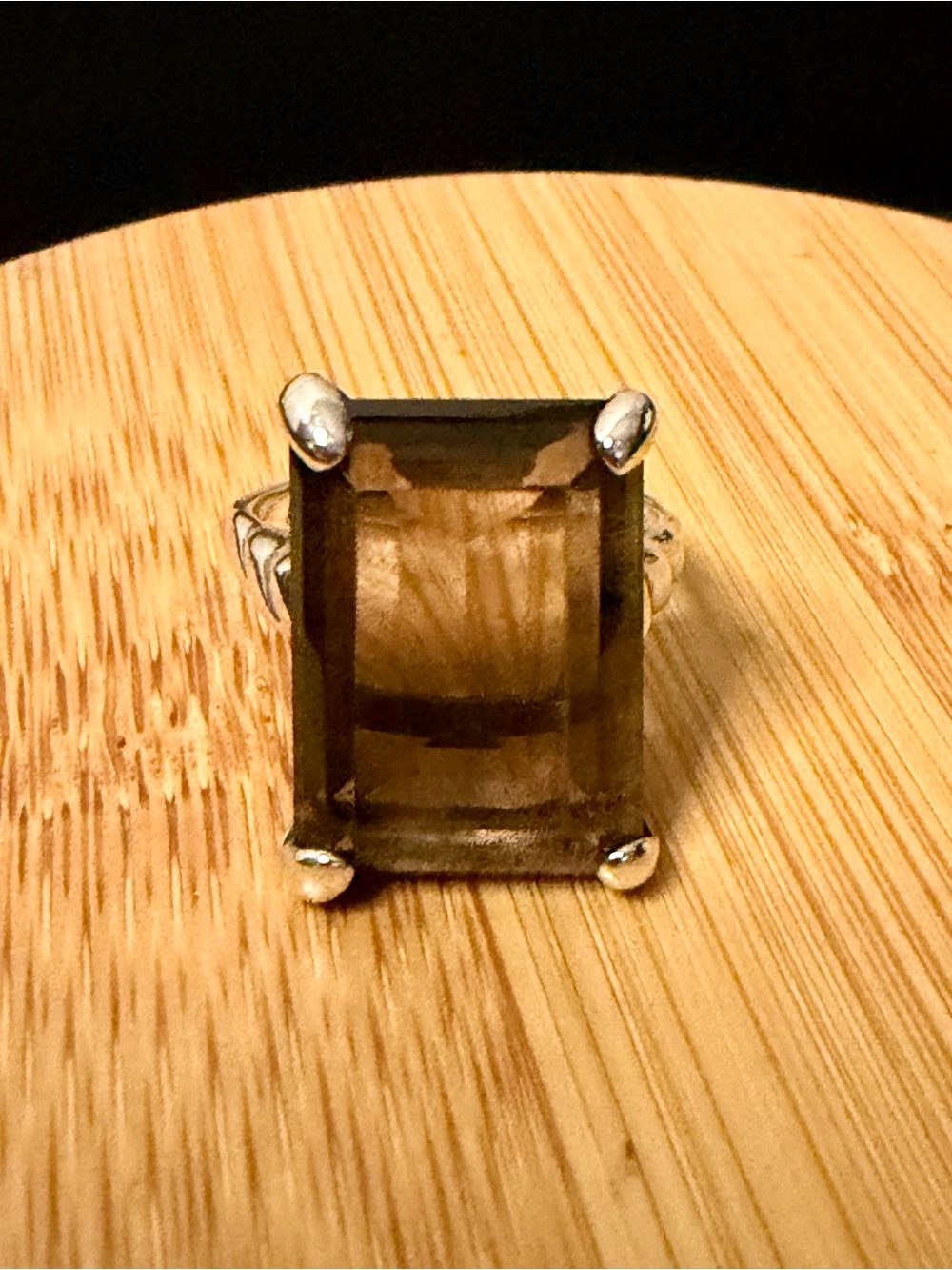 Vintage 90s Ross-Simons Smoky Quartz Sterling Silver Statement Ring Size 7